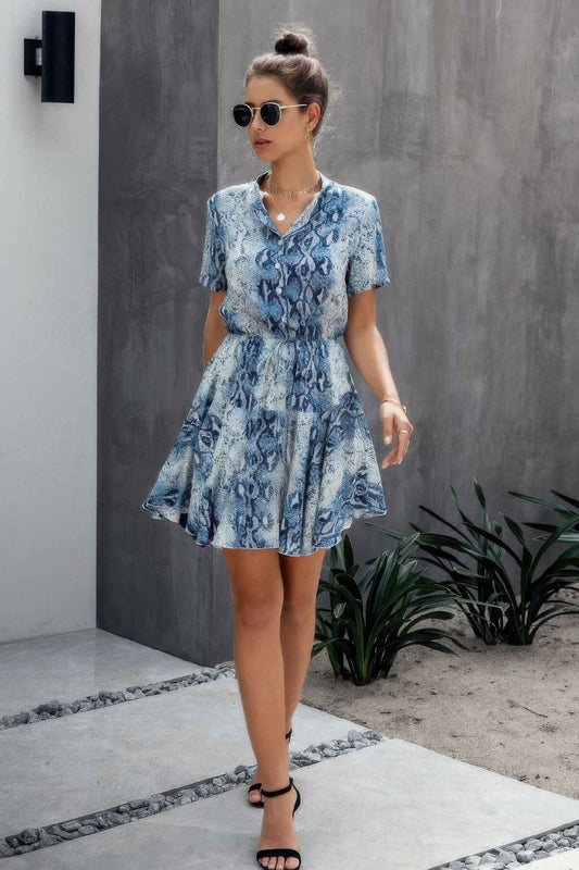 Animal Drawstring Waist Shirt Dress