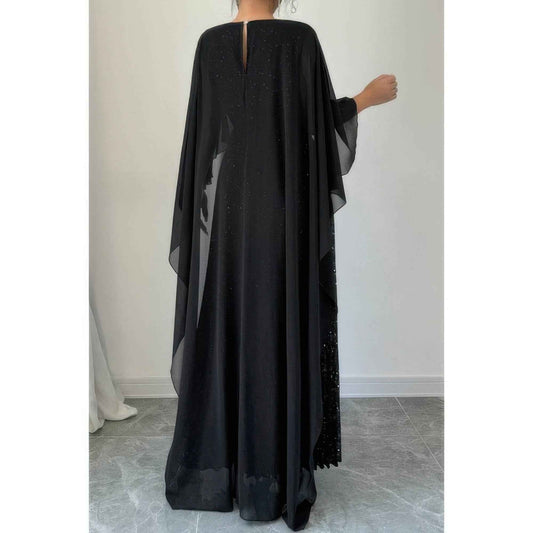 Solid Elegant Sequin Satin Knit Party Long Dress