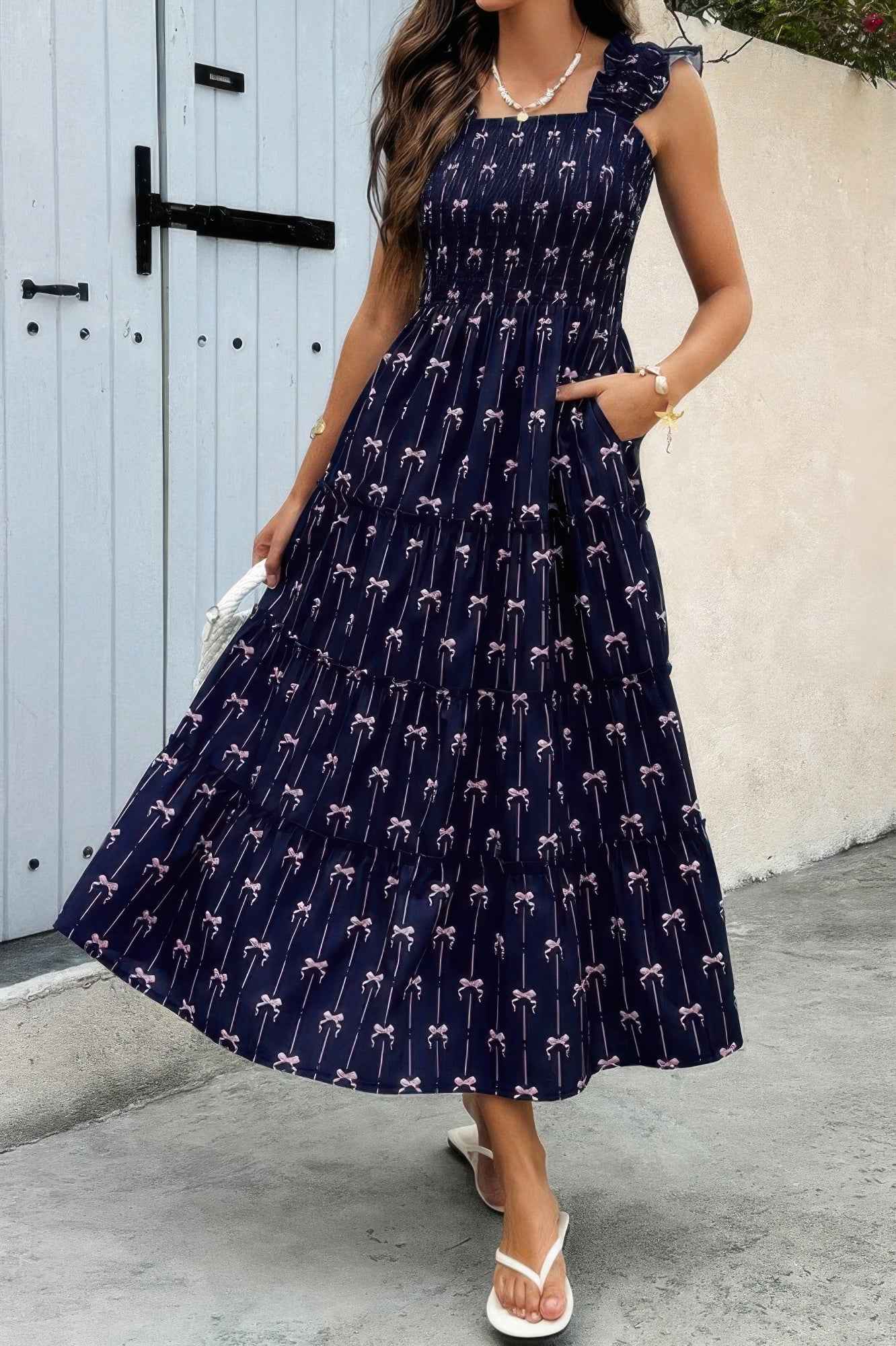 Round Neck Loose Fit Frill Trim Tee