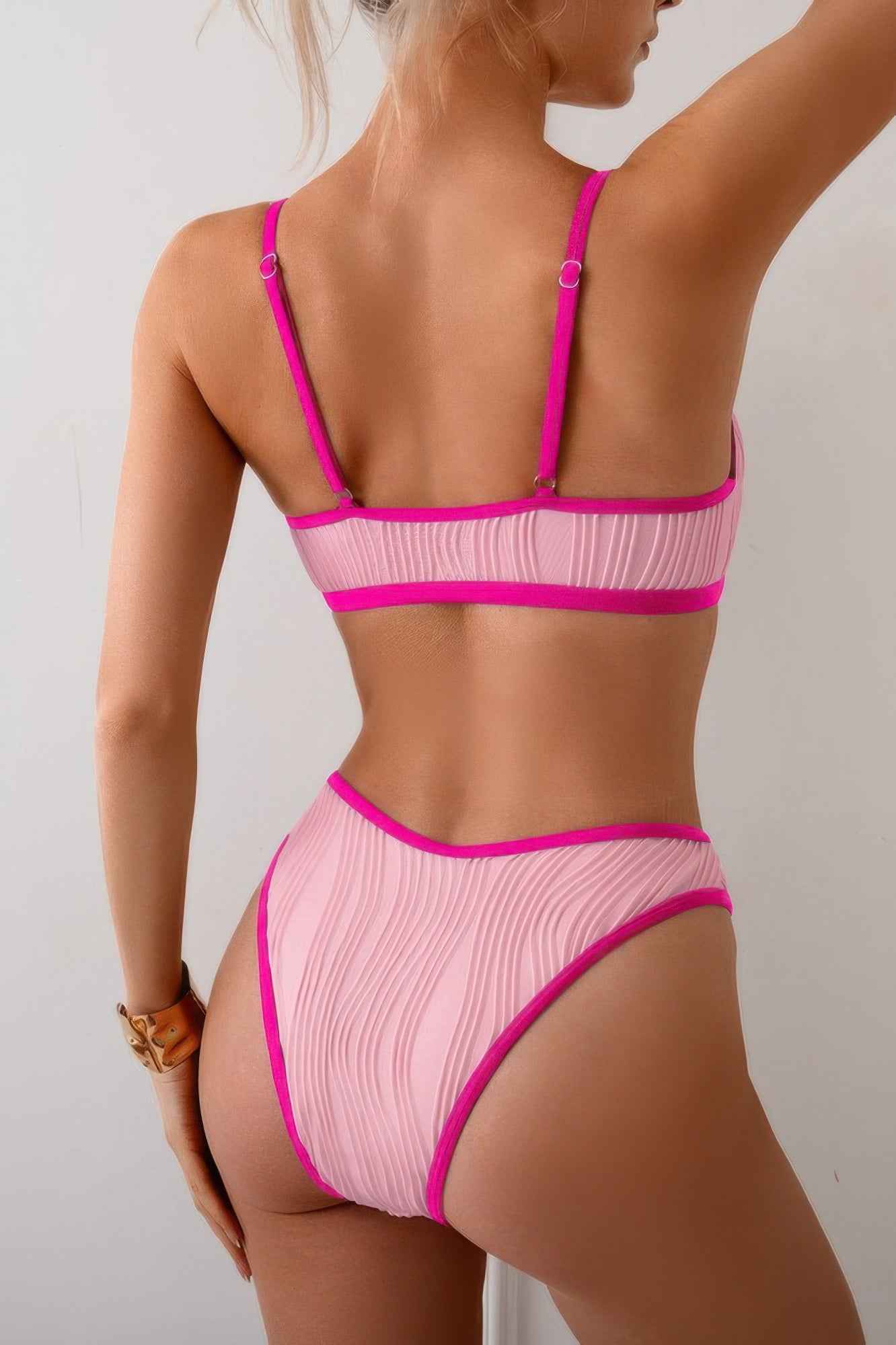 Two Pieces Pleated Cut Out High Cut Bikini