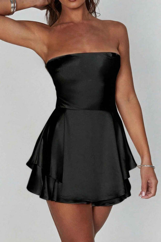 Solid Backless Lace Up Tube Fit Mini Dress