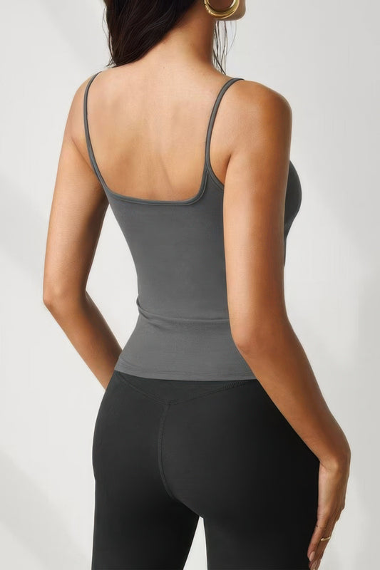 Solid Square Neck Sleeveless Slim Tank Top - It's a Girly Place