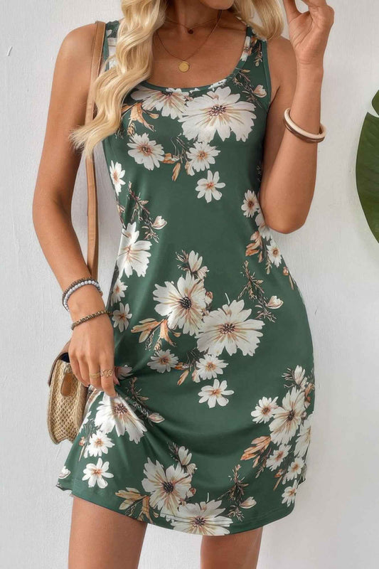 Floral Print Sleeveless Cami Bodycon Midi Dress