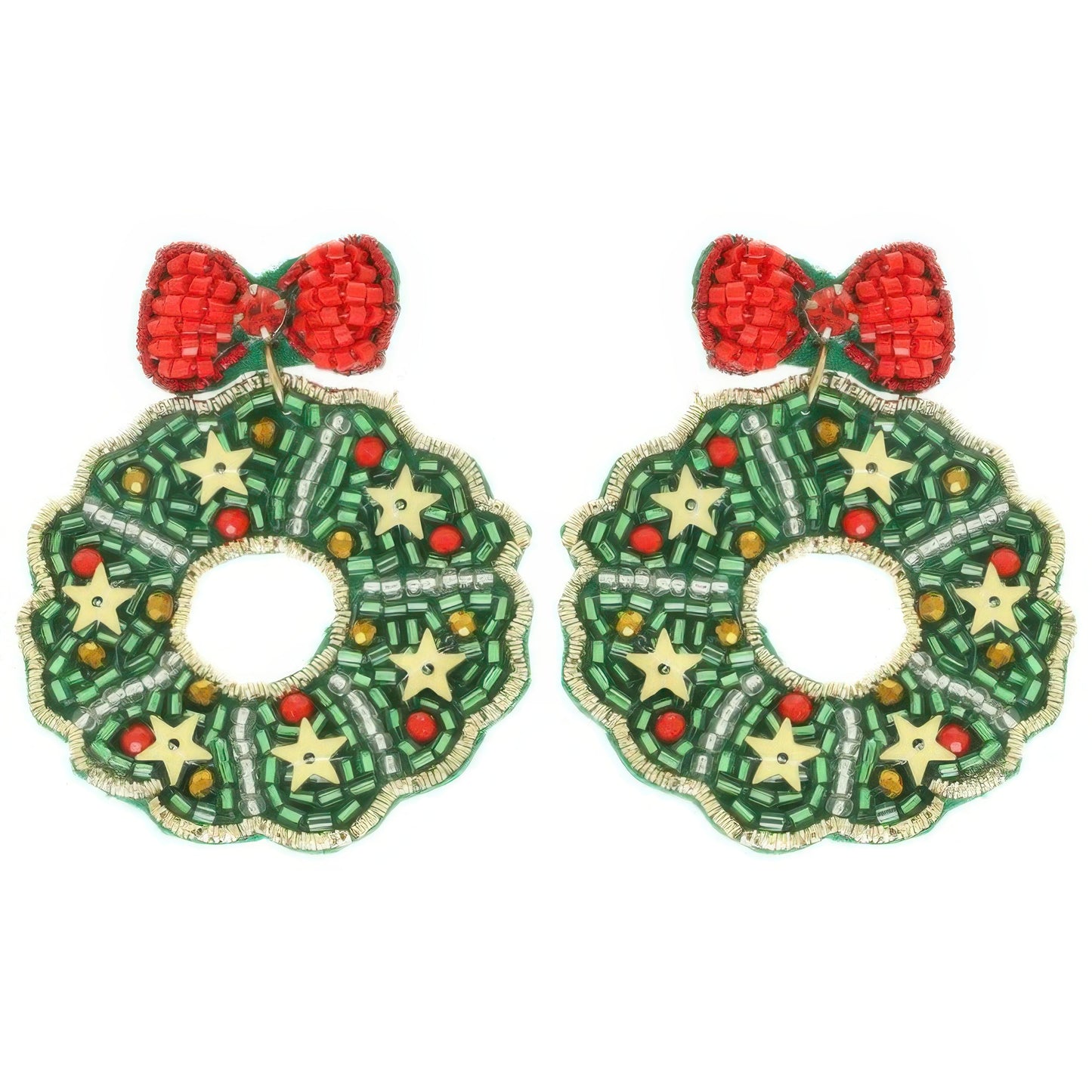 Christmas Wreath Post Dangle Earrings - It's a Girly Place