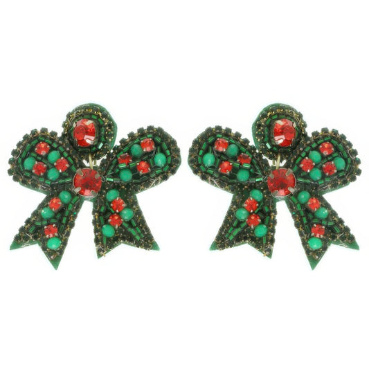 Christmas Bow Post Dangle Earrings - It's a Girly Place