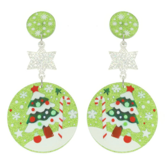 Christmas Tree Ornament Post Dangle Earrings - It's a Girly Place