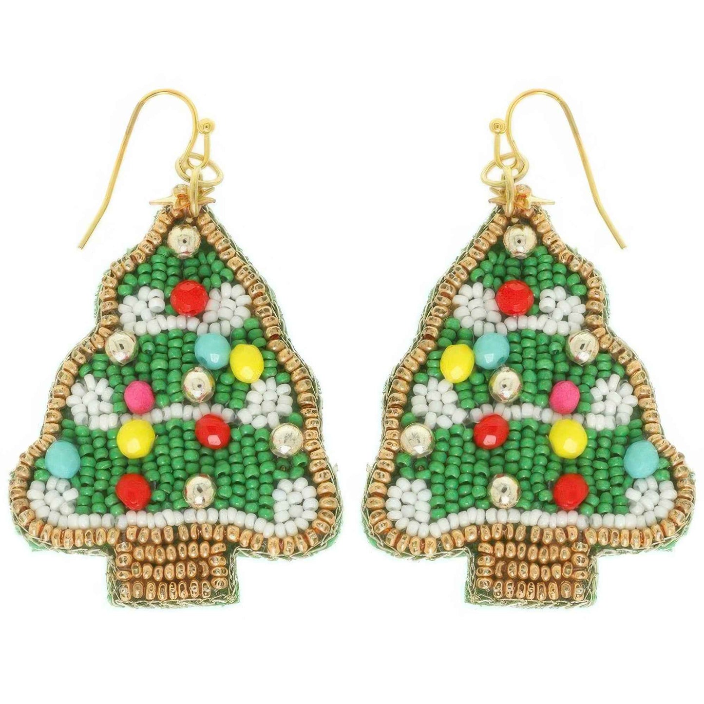 Christmas Tree Beaded Earrings