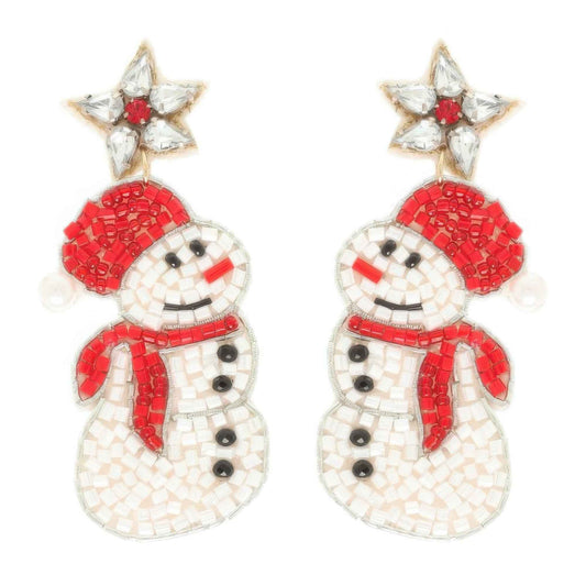 Christmas Scarfed Snowman Post Earrings