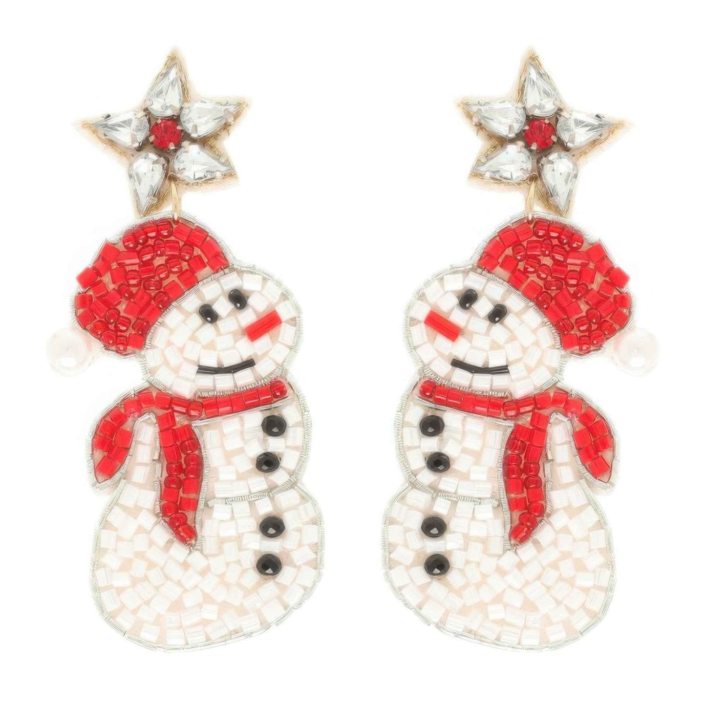 Christmas Scarfed Snowman Post Earrings