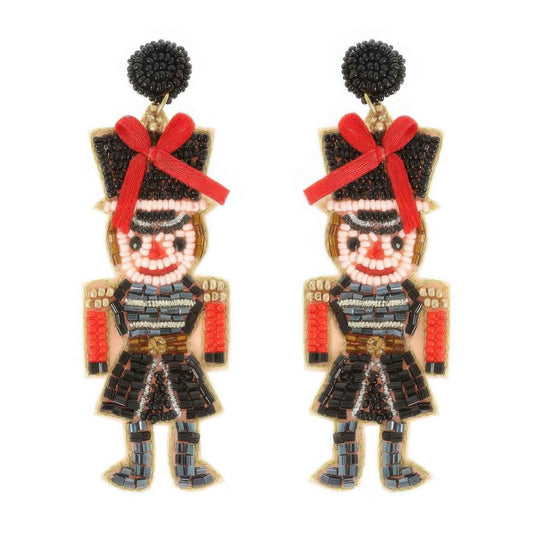 Christmas Nutcracker Seed Beaded Earrings