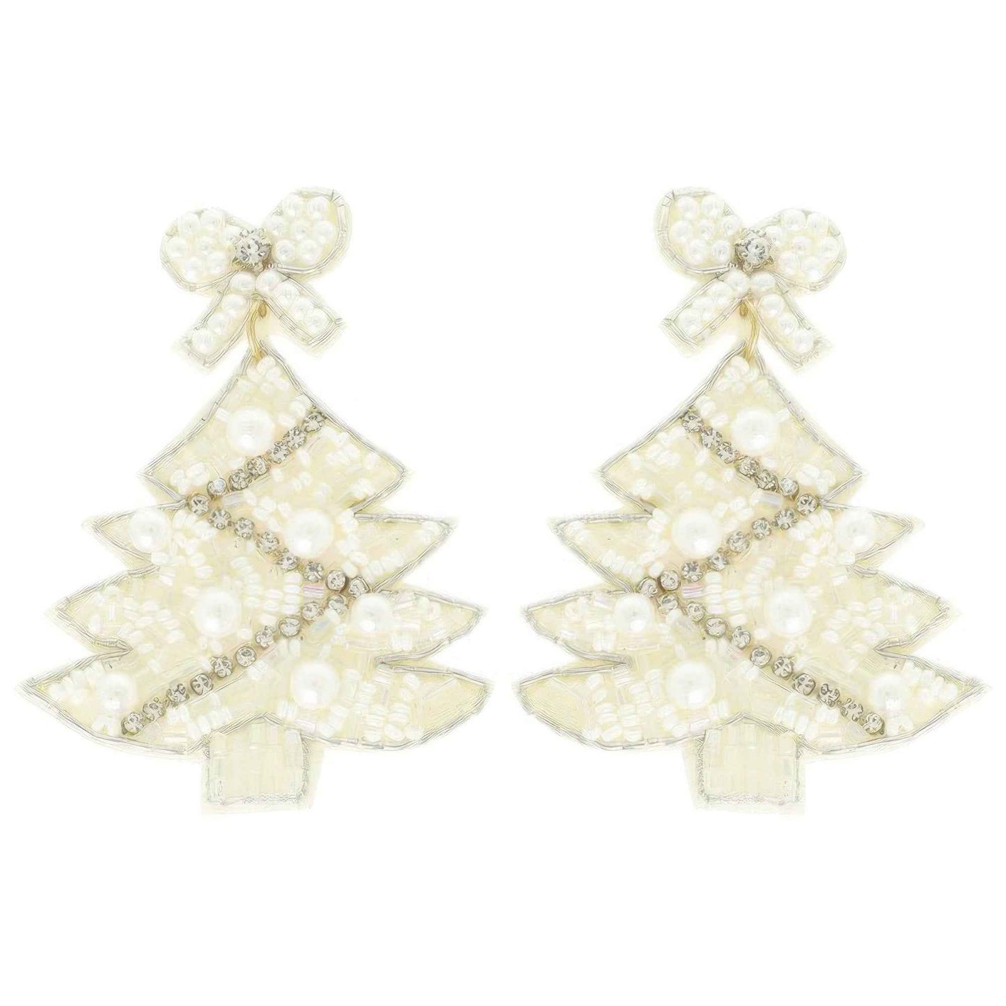 White Christmas Tree Post Earrings