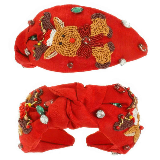 Christmas Rudolph Top Knot Headband
