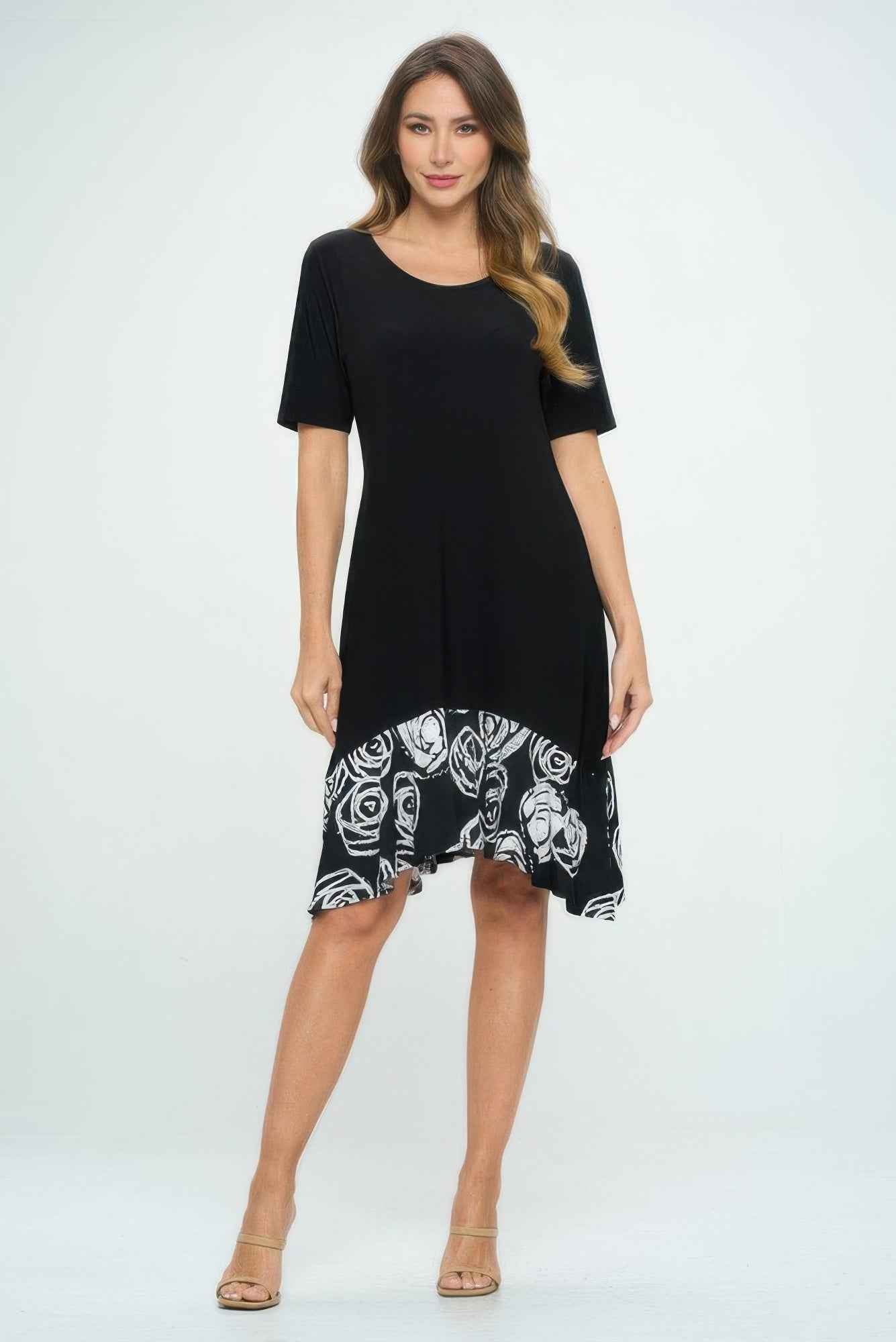 Hit Half Sleeve Contrast Dress