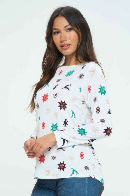 Christmas Print Bns High And Low Top