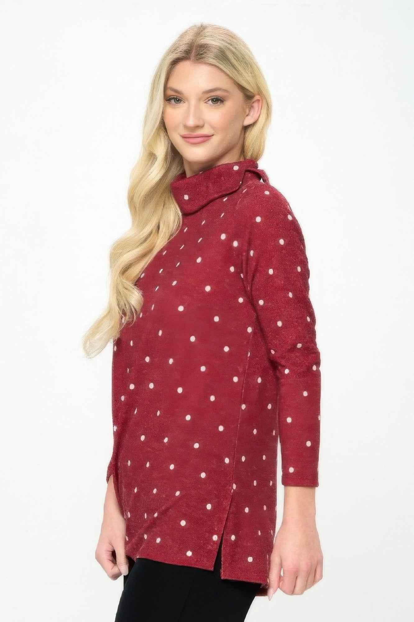 Mir Split Mock Neck Top