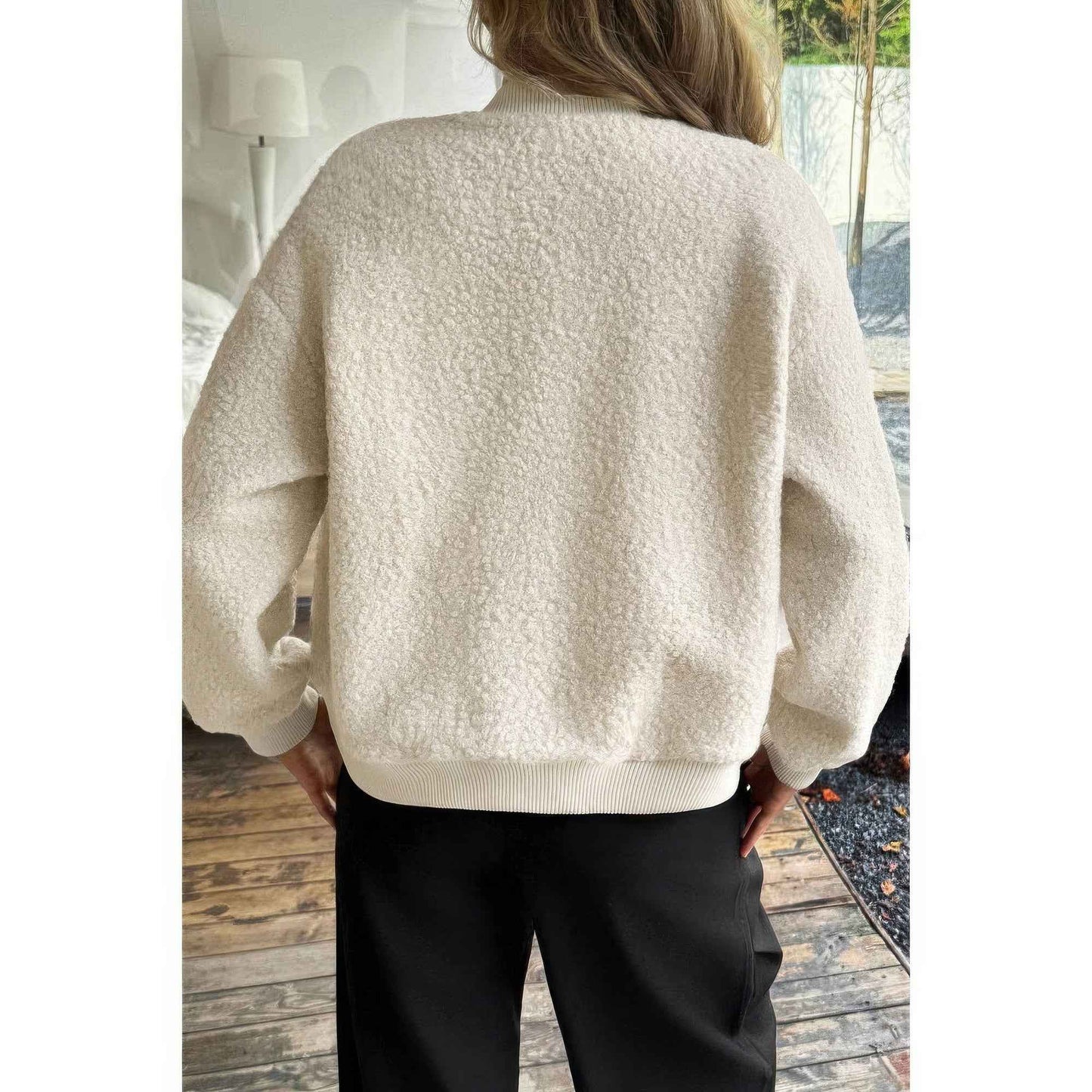 Faux Sherpa Fuzzy Teddy Bomber Jacket