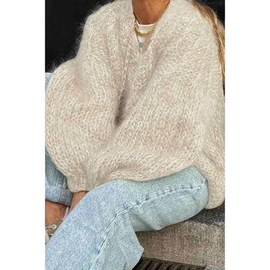 Long Sleeves Knit Thickened Solid Cardigan