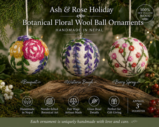 Hand Felted Wool Ball Ornament - Bouquet