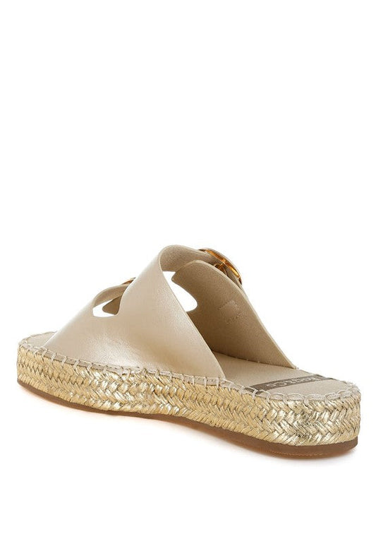 Miova Metallic Buckle Detail Espadrille Flatforms