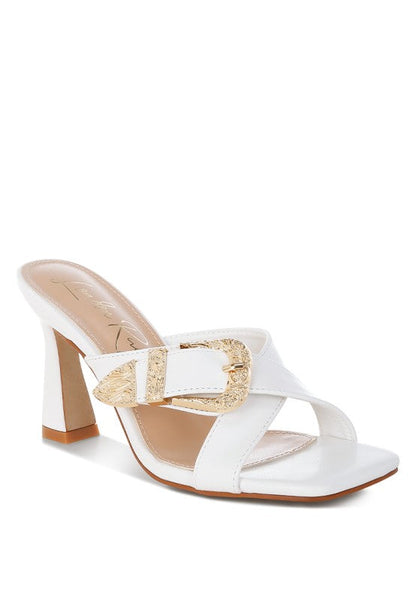 Mohaya Engraved Metallic Buckle Sandals