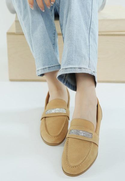 New Ode Rhinestone Penny Strap Loafers Loafers