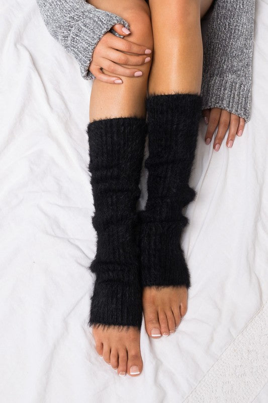 Cozy Eyelash Knit Leg Warmers – Soft Fuzzy Winter Cottagecore Layering Accessories