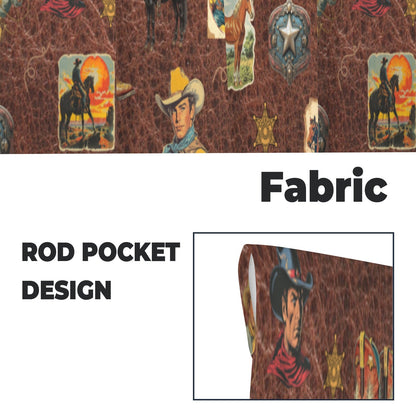 Vintage Cowboy Collage Western Curtains 28" x 40" Made in America