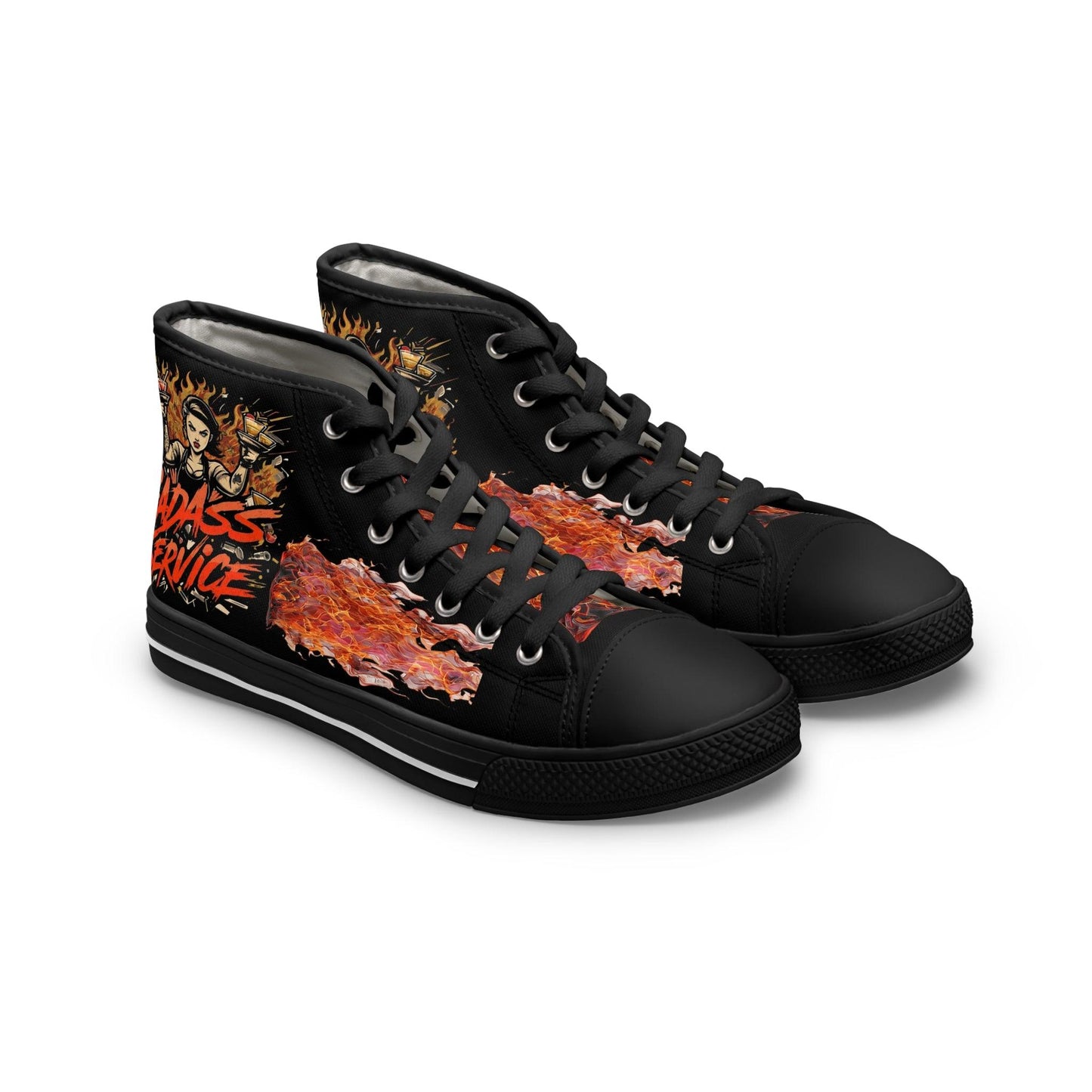 Bad Ass Service Womens Black High Top Sneakers