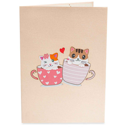 Love Cat Mugs Pop Up Card- 5" x 7"