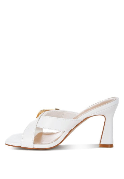 Mohaya Engraved Metallic Buckle Sandals