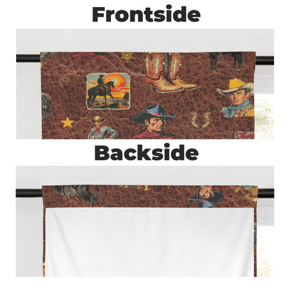 Vintage Cowboy Collage Western Curtains 28" x 40" Made in America
