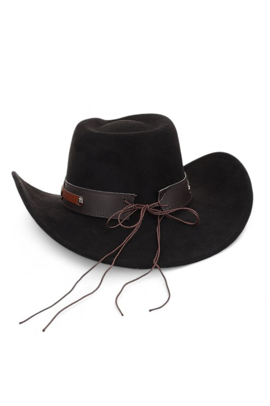 Faux Wool Felt Cowboy Hat with Metal Detail
