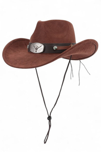 Faux Wool Felt Cowboy Hat with Metal Detail