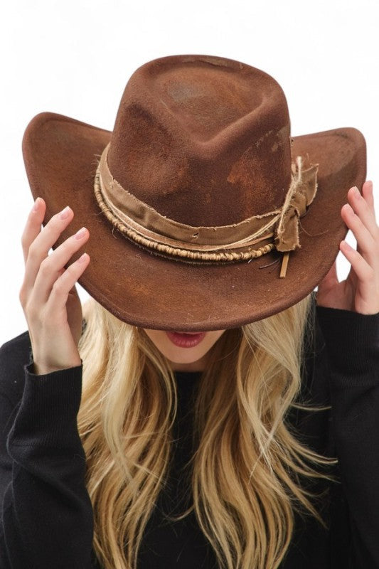Distress Vintage Shapable Fedora Cowboy Hat