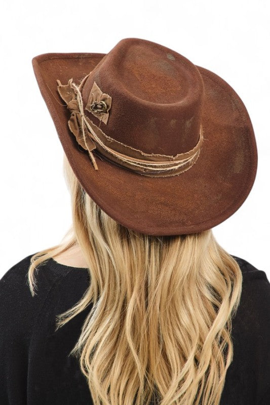 Distress Vintage Shapable Fedora Cowboy Hat