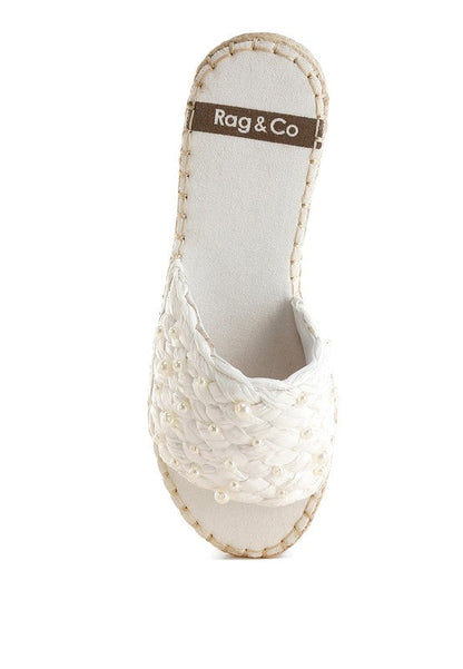 Yakna Pearl Embellished Woven Flats