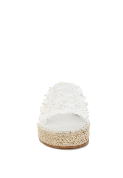 Yakna Pearl Embellished Woven Flats