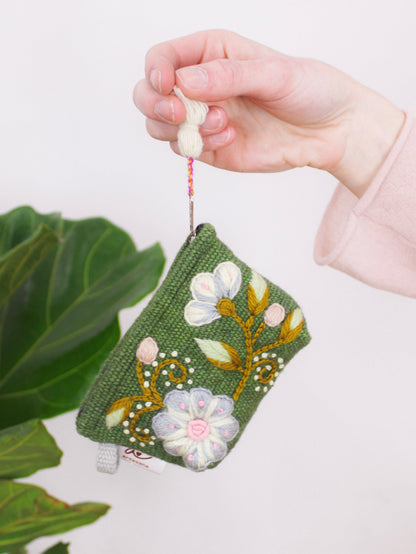 Sunset Floral Embroidered Coin Purse