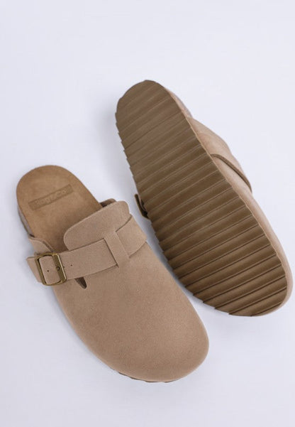 Ratiha Buckle Accent Slip-On Footbed Mules