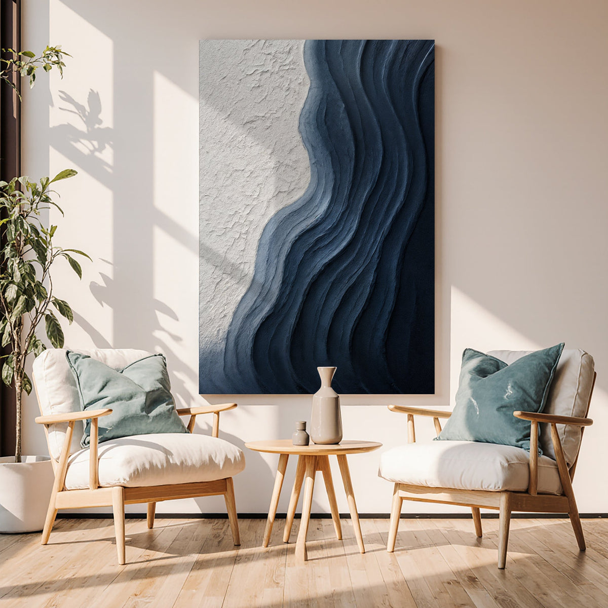 Abstract Minimalist Wave Impasto Wall Art