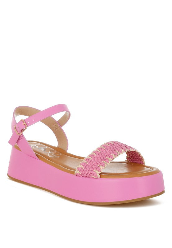 Anglong Raffia Flatform Sandals