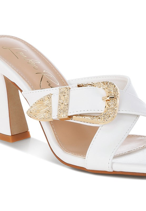 Mohaya Engraved Metallic Buckle Sandals