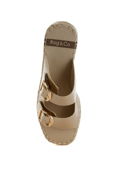 Miova Metallic Buckle Detail Espadrille Flatforms