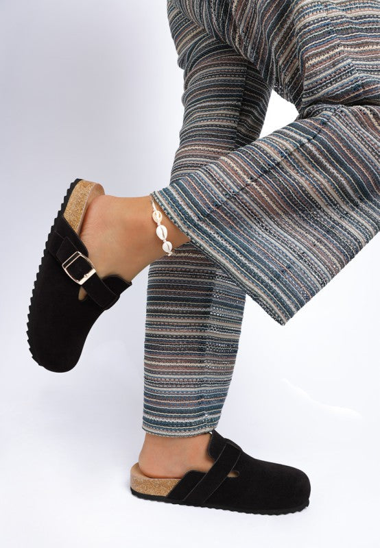 Ratiha Buckle Accent Slip-On Footbed Mules