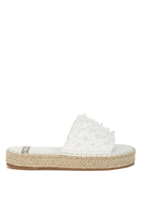 Yakna Pearl Embellished Woven Flats