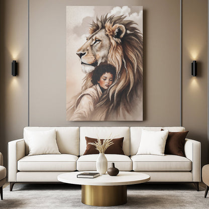 Lion And Girl Faith Wall Art