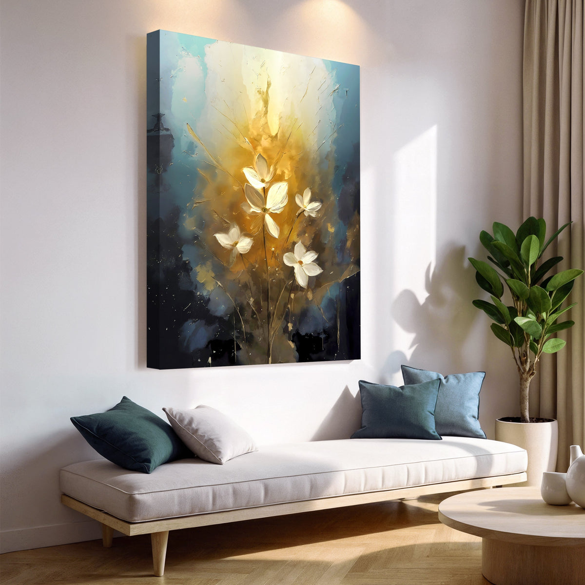 Golden Glow Elegant Flower Wall Art