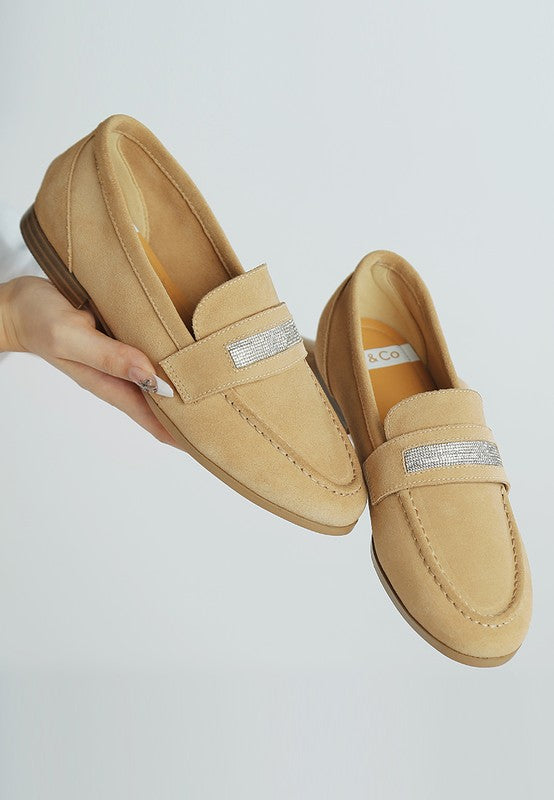 New Ode Rhinestone Penny Strap Loafers Loafers