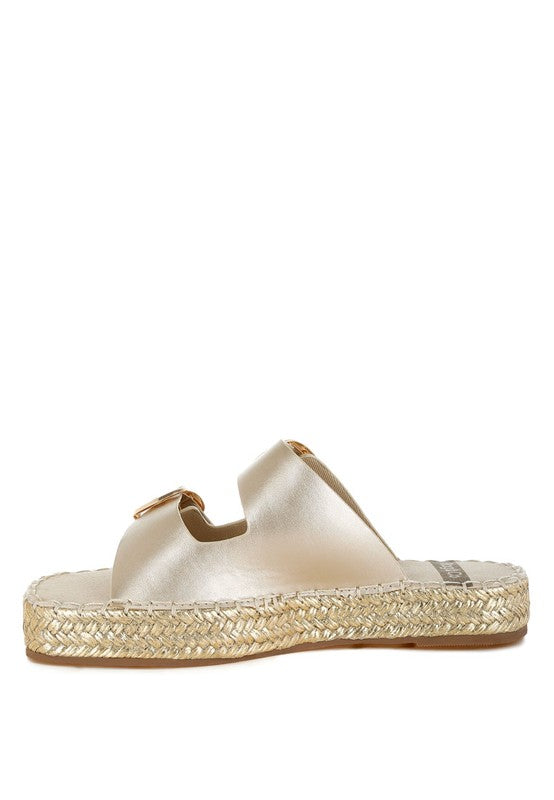 Miova Metallic Buckle Detail Espadrille Flatforms