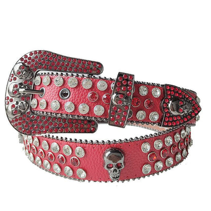 Skullduggery Western Rhinestone Belt | Punk Rock Skull Studded Fashion Belt